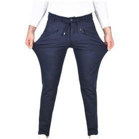 Resim Deepsea Erkek Lacivert Beli Lastikli Slim Fit Likralı Duble Paça Penye Spor Pantolon 2502385 Lacivert 