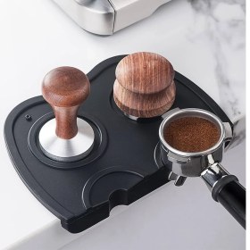 Resim Espresso Barista Tamper Temper Tamping Mat Düz Taban Siyah Silikon 2li 