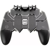 Resim Siyah-ak66 Altı Parmak Pubg Oyun Denetleyicisi Gamepad Metal Tetik Çekim Ücretsiz Yangın Gamepad Joystick Ios Android Cep Telefonu Için 