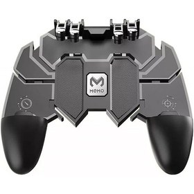 Resim Siyah-ak66 Altı Parmak Pubg Oyun Denetleyicisi Gamepad Metal Tetik Çekim Ücretsiz Yangın Gamepad Joystick Ios Android Cep Telefonu Için 