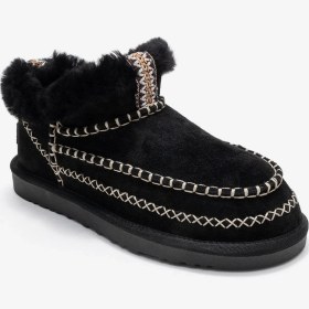 Resim Luvi Shoes Darel Siyah Süet Hakiki Deri Dikişli Kürklü Kadın Kısa Bot Siyah Süet 