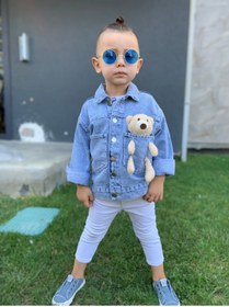 Resim Unisex Çocuk Mükemmel Kaliteli Ayıcıklı Hem Kızlara Hem Erkeklere Kot Ceket 