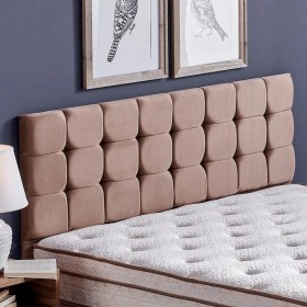 Resim Niron Yatak Niron Rama Başlık Tek Kişilik Yatak Başlığı - 80 cm Sütlü Kahve Kumaş Başlık 