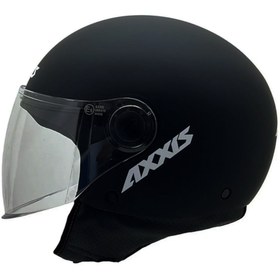 Resim AXXIS Square S Solid A1 Matt Black Yarım Motosiklet Kaskı 
