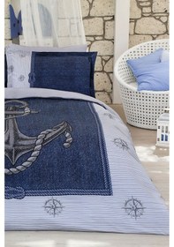 Resim Özdilek Anchor Denim Tek Kişilik Nevresim Takımı Gri (Çapalı) 