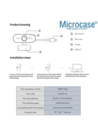 Resim Microcase 1080p 360 Dönerli Mandal Kıskaçlı Full Hd Webcam Kamera Zr811 - Al5148 