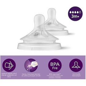 Resim Philips Avent Natural Response 2'li Biberon Emziği 4 Numara 3+ Ay 