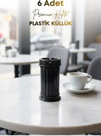 Resim Grimorlife 6 Adet Siyah Çizgili Dekoratif Plastik Kokusuz Yanmaz Küllük Kül Tablası 