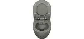 Resim Creavit FE322 Free Rim-Off Kanalsız Duroplast Yavaş Kapanan Klozet Kapaklı Cool Grey Set-Mat Gri 