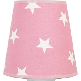 Resim Şenay Aydınlatma Çocuk Odası Kumaş Küçük Abajur-Pembe Beyaz Yıldız 