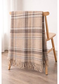 Resim Dinarsu Cozy Life Pamuklu Skoç Tv Battaniyesi 130 X 170 Plaid Bej Kahve 