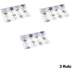 Resim Roll-up Tek Kullanımlık Kağıt Laminelli Masa Örtüsü - 100x150 Cm. - Zeytin Desenli -16 Yaprak 3 Rulo 