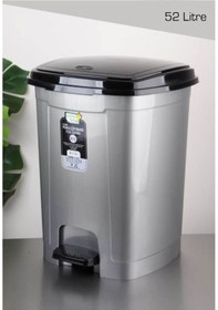 Resim Polytime Pedallı Basmalı Çöp Kutusu Kovası / Gri / 52 Litre / Çık Gri 