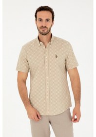 Resim U.s. Polo Assn. Erkek Açık Haki Gömlek Kısa Kollu 50283801-vr183 Açık Haki 