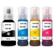 Resim Epson 103 Siyah 127 ml renkliler 70 ml Muadil Mürekkep Set L3110, L3150, L3160, L3190 L3250 uyumlu 