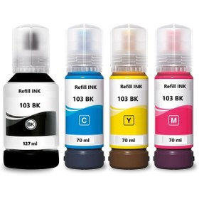 Resim Epson 103 Siyah 127 ml renkliler 70 ml Muadil Mürekkep Set L3110, L3150, L3160, L3190 L3250 uyumlu 