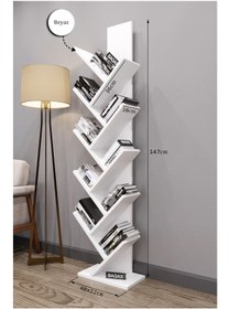 Resim Likya Model, Beyaz Renk, 10 Raflı Dekoratif Kitaplık Beyaz 