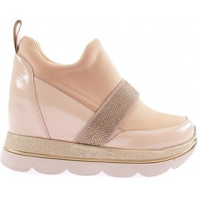 Resim Dgn 1063-23y Kadin Mega Kalin Taban Strech Detayli Silver Taş Bantli Sneakers Ayakkabi 1063-2025-R1806 Ten 