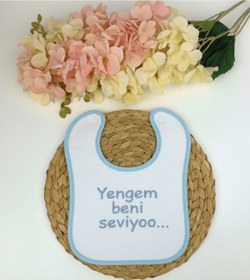 Resim Babix Yengem Beni Çok Seviyoo Yazılı Mama Önlüğü Mavi 