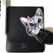 Resim Office Küp Bilek Destekli Mouse Pad Siyah Meraklı Kedi 