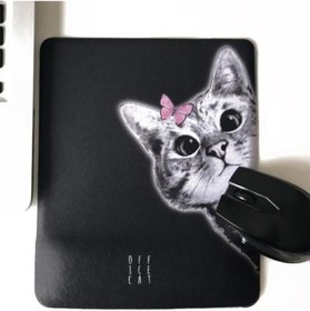 Resim Office Küp Bilek Destekli Mouse Pad Siyah Meraklı Kedi 