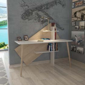 Resim Lagomood Rüzgar Çalışma Masası Beyaz - Meşe 