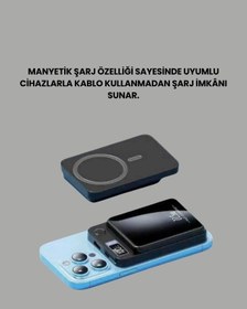 Resim Gerçek Zamanlı Güç Göstergeli Manyetik Usb-c Taşınabilir Powerbank Çok Renkli 
