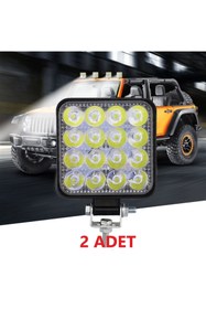 Resim Bunyon 2 Adet 16 Led Kare Off Road Araç Iş Makinesi Kamyon Tekne Traktör Projektör Çalışma Ve Sis Lambası 
