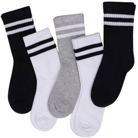 Resim Katamino Çocuk Çorap Soket 3 Çift Unisex Beyaz-siyah-siyah-2138 Siyah 