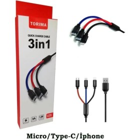 Resim Torima 3IN1 Hızlı Şarj Kablosu Type-C Lightning Micro 1,2 m Dayanıklı Veri Aktarım Özellikli 