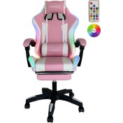 Resim 1 Yıl Pink Star Işıklı - Masaj Özellikli Oyuncu Koltuğu Pembe-Beyaz Geriye Doğru Yatabilme Sabit Pe 