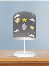 Resim Mekta Home Bebek Ve Çocuk Odası Fil Yıldız Ve Uçan Balon Desenli Abajur 