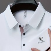 Resim Erkekler için Yazlık Kısa Kollu Polo Gömlek, Harf Deseni, Hafif Polyester, Düğmeli Yaka, Düzenli Kesim - Günlük Giyim için İdeal 