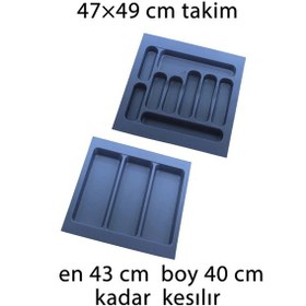 Resim Kesilebilir Çekmece İçi 47x49 Kaşıklık Ve Kepçelik Set Gri 