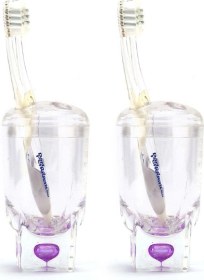 Resim 2 Adet Diş Fırçalık Mor Damlalı Akrilik 7x7x14cm Banyo Seti Çok Renkli 