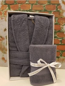 Resim Colourist Şalyaka Xl Beden Unisex Bornoz Havlu 50x90 - Koyu Gri Gri 