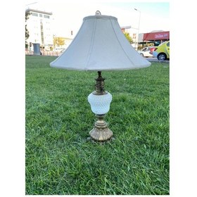 Resim Beyaz Porselen Gövde Antika Abajur 80 CM 