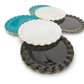 Resim Sudedi Home Hüma Altın Yaldızlı Cam Pasta Tabağı Seti 6 Lı 21 Cm Çok Renkli 