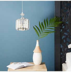 Resim Saka Tekli Krom Kristalli, Taşlı Modern Tasarım Mutfak Kristal Sarkıt Avize 