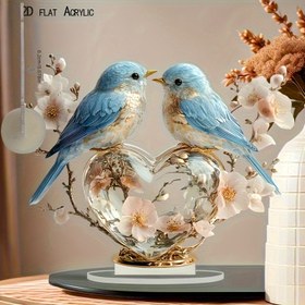 Resim 2D Düz Mavi Kuş Tablo Dekorasyonu, Kalp Taban, 2D Akrilik - Romantik Sevgililer Günü, Düğün, Yılbaşı Hediyesi, Ev veya Ofis Dekorasyonu için Uygun|Modern Tarz, Çok Amaçlı Kuş Heykeli Dekorasyonu, Kuş Dekorasyonu, 11 Ürün İçin Kullanılabilir 
