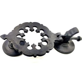 Resim Marsilyan Antika Tarz Dekoratif Pirinç Osmanlı Kapı Tokmağı, Taktak - 265X75 mm, Oksit 