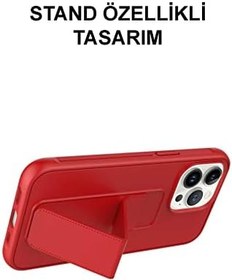 Resim KZY İletişim Samsung Galaxy M32 ile Uyumlu Kapak Standlı El Tutacaklı Silikon Kılıf - Siyah 
