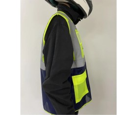 Resim KKDAVM Motosiklet Yüksek Görünümlü Yelek Reflektörlü Fermuarlı Reflektik Motorcu Yelek Yeni Yasaya Uygun 