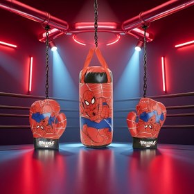 Resim Marvel Örümcek Adam Antrenman Torbası & Eldiven Seti - Ağır Hizmet Tipi Polyester Boks & Dövüş Sanatları Ekipmanı, Örümcek Evreni Tasarımı, Kırmızı & Renk Şeması, Açık Hava Sporları, Doğum Günü, Noel, Cadılar Bayramı Hediyeleri İçin İdeal 