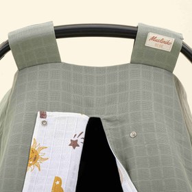 Resim Puset Örtüsü - Çift Taraflı - Haki Muslin - Galaksi ve Harfler 