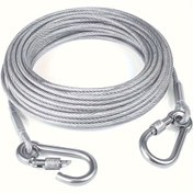 Resim Büyük Köpekler İçin Ağır Hizmet Tipi Paslanmaz Çelik Köpek Bağlama Kablosu - 4.57 metre/9.14 metre/15.24 metre, Güvenli Kelepçelerle Dayanıklı Dış Mekan Tasma, 113.4KG'ye Kadar Ağır Irklar İçin İdeal - Çekme Yok, Dolaşmayan Tasarım 