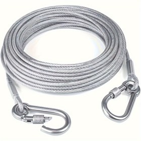 Resim Büyük Köpekler İçin Ağır Hizmet Tipi Paslanmaz Çelik Köpek Bağlama Kablosu - 4.57 metre/9.14 metre/15.24 metre, Güvenli Kelepçelerle Dayanıklı Dış Mekan Tasma, 113.4KG'ye Kadar Ağır Irklar İçin İdeal - Çekme Yok, Dolaşmayan Tasarım 