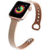 Resim Sones iOS Uyumlu Watch Serisi Çift Tırnaklı Deri Saat Kordonu 7 45mm / 6 - Se - 5 - 4 44mm / 3 - 2 - 1 42mm 