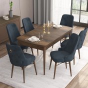 Resim Canisa Concept Are Serisi, 80X132 Açılabilir Mdf Masa, Barok Ahşap Desenli Mutfak Masa Takımı, 6 Sandalye 