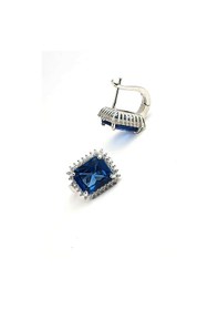 Resim Sky Diamond Blue Creative Sapphire 925Ayar Gümüş Lüks Küpe 